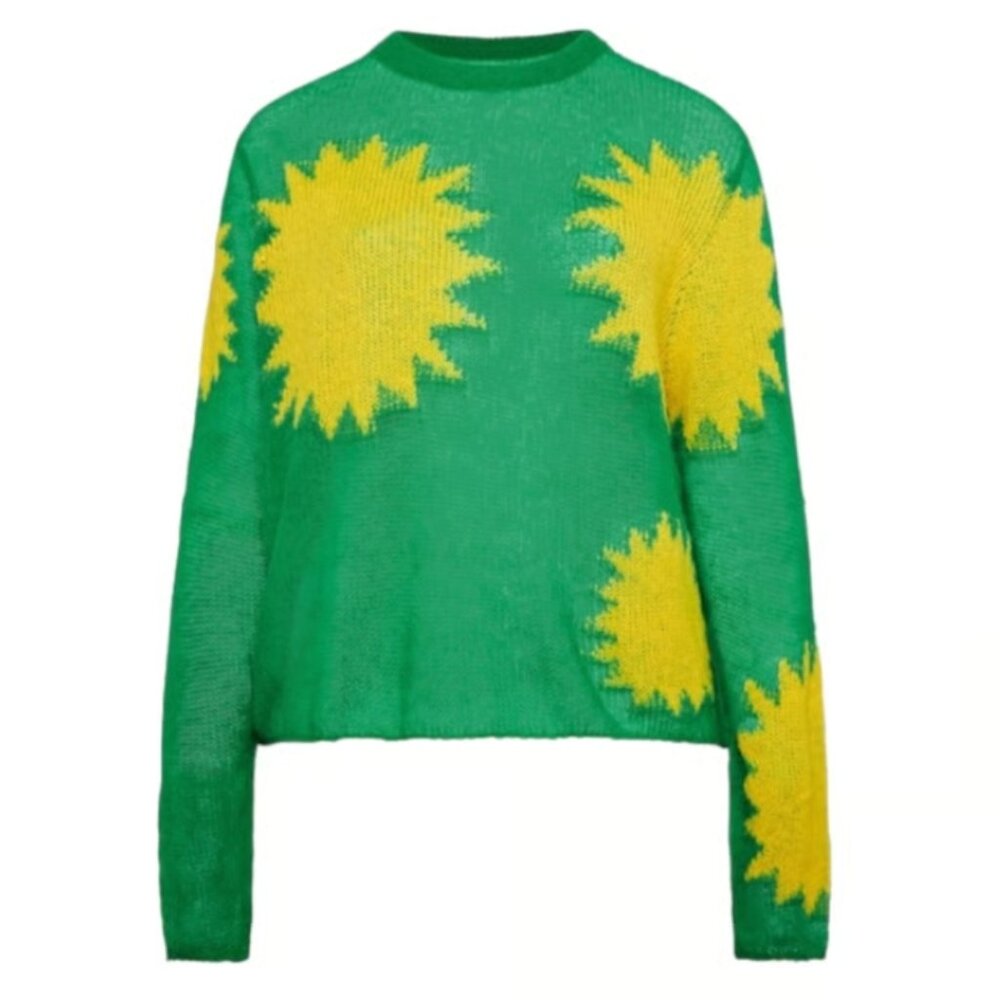 Savage X Fenty Knittin Pretty Loose Knit Sunburst Green Yellow Sweater (Size L)
